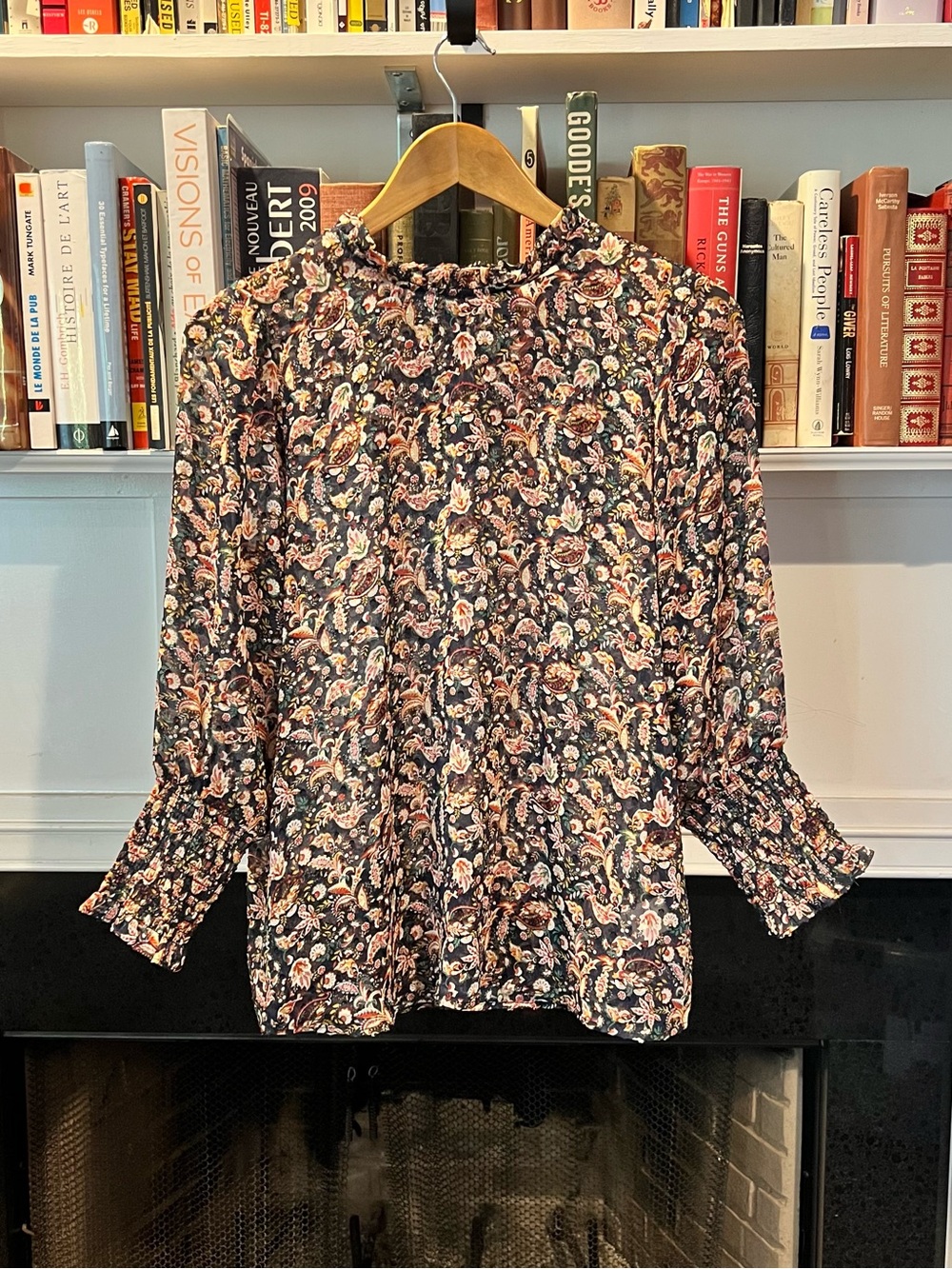 Women's Floral Smocked-Neck Blouse - Black Multi